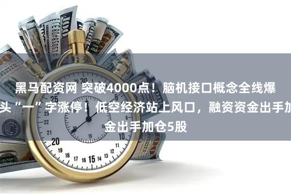 黑马配资网 突破4000点！脑机接口概念全线爆发，龙头“一”字涨停！低空经济站上风口，融资资金出手加仓5股