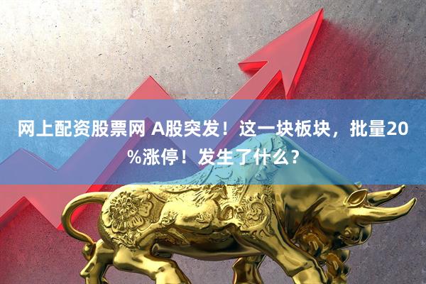 网上配资股票网 A股突发！这一块板块，批量20%涨停！发生了什么？
